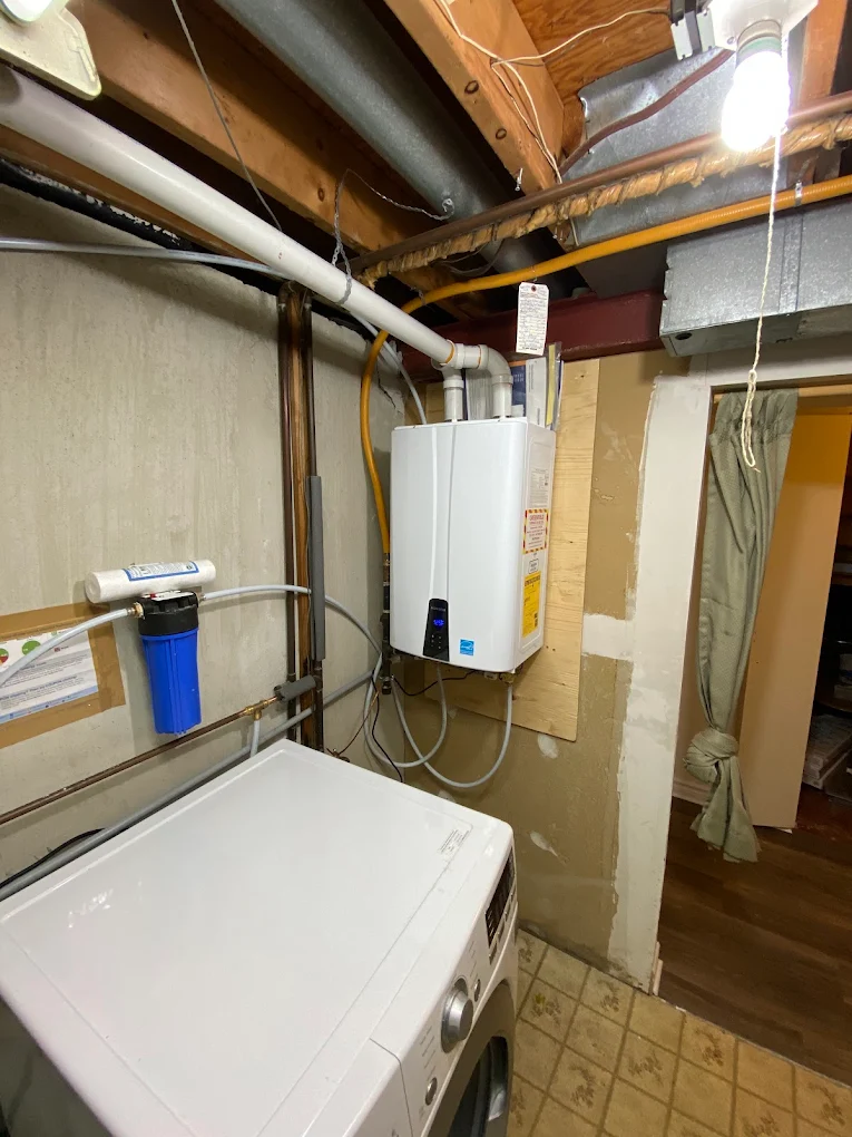 Tankless water heater wall-mounted installation